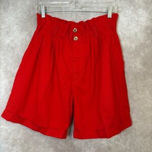 Vintage 80/90's GET! High Waist Pleated Paperbag Shorts‎ Women's Size Medium Red